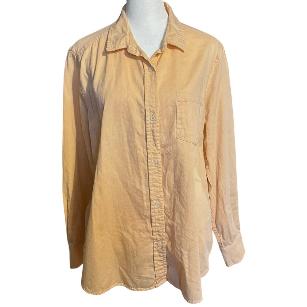 Lola River Size L Button Up Shirt Top Long Sleeves Peach 100% Cotton